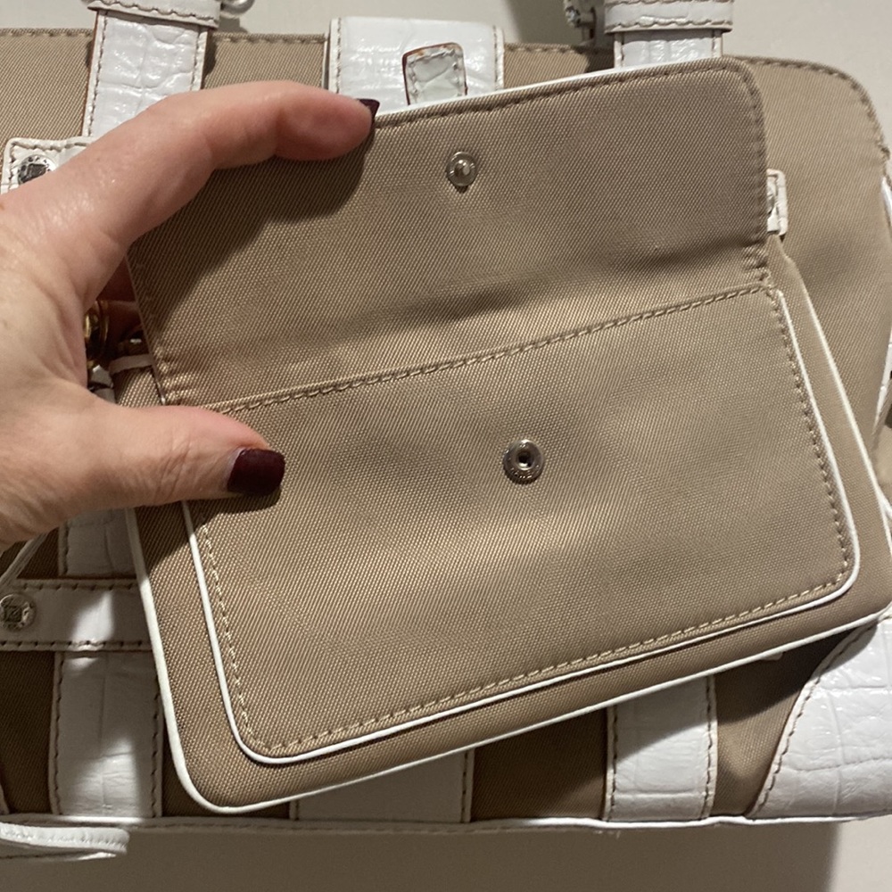 MICHAEL KORS Y2K White Croc Embossed Leather Canvas Shoulder Bag Wristlet NWOT - Picture 8 of 12